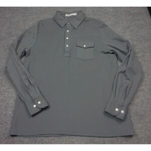Criquet Polo Shirt Mens L Gray Golf Golfer Long Sleeve Pima Cotton